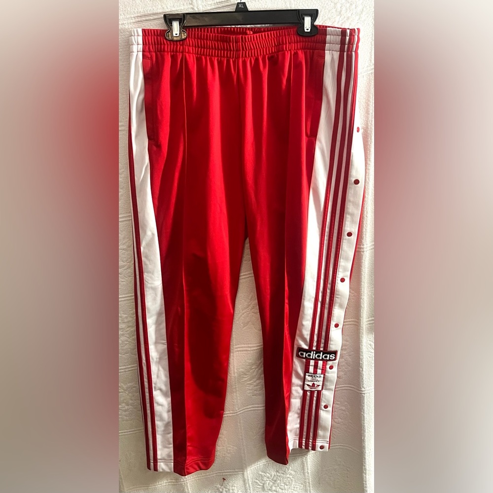 adidas Red and White Track Pants